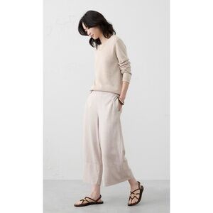 Banana Republic Wide-Leg High-Rise Linen-Blend Cropped Pull-On Pant - Size Small